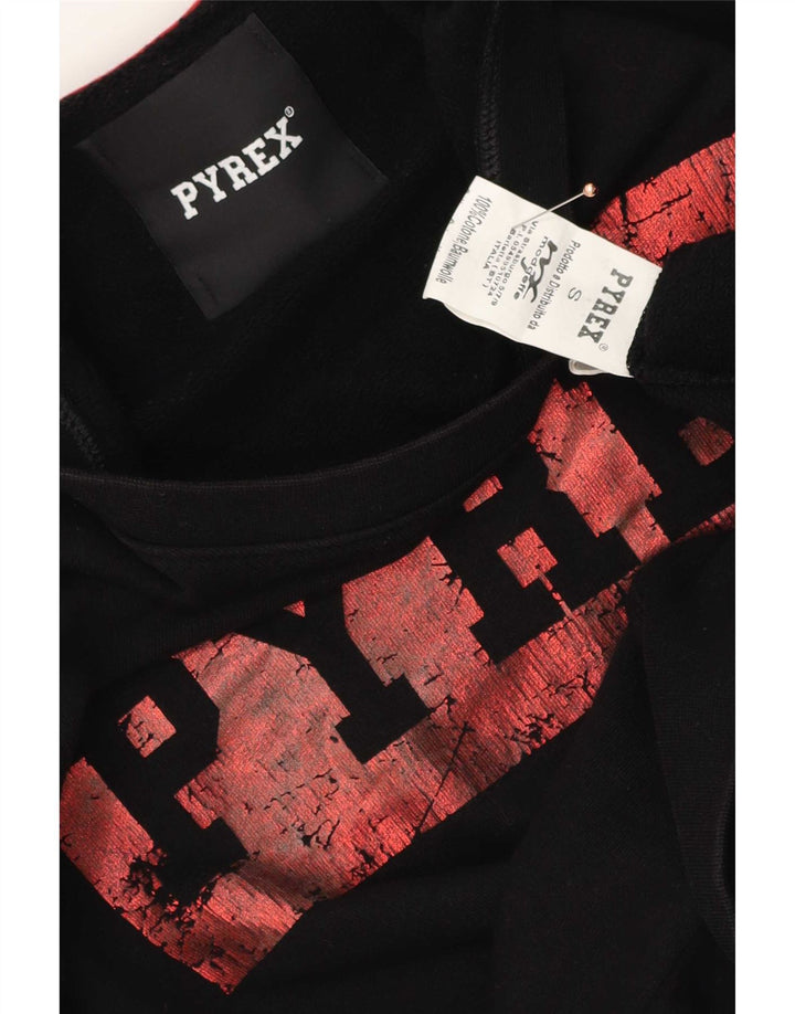 Pyrex Herren-Sweatshirt mit Grafik, Größe S, schwarze Baumwolle