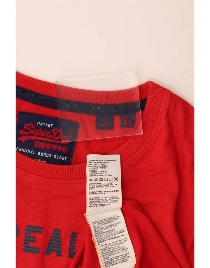Superdry Herren Graphic Top Langarm 3XL Rot Baumwolle Modern