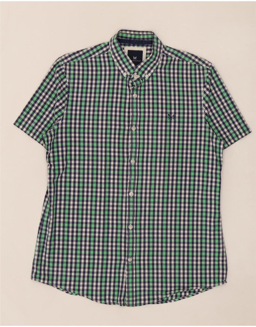 CREW CLOTHING Herren-Kurzarmhemd, mittelgroß, mehrfarbig, Gingham-Baumwolle