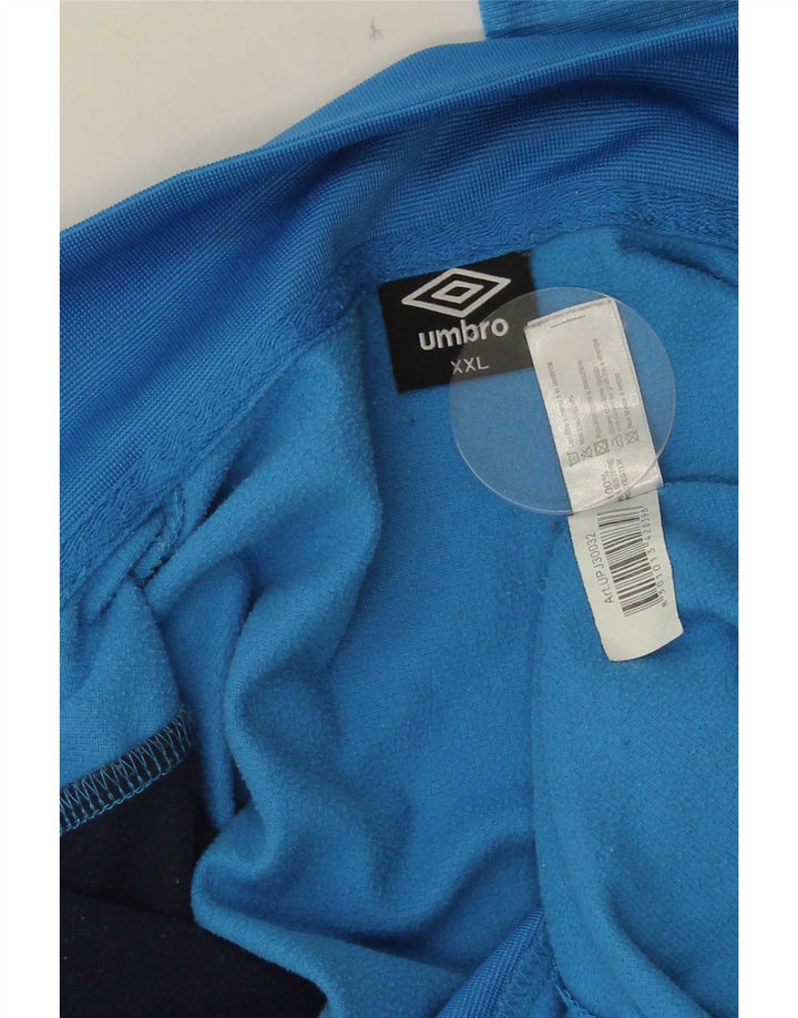 Umbro Herren-Trainingsanzugoberteil, Jacke, 2XL, blaues Farbblock-Polyester