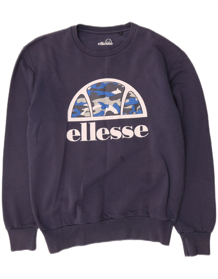 Ellesse Herren-Sweatshirt-Pullover, große marineblaue Baumwolle