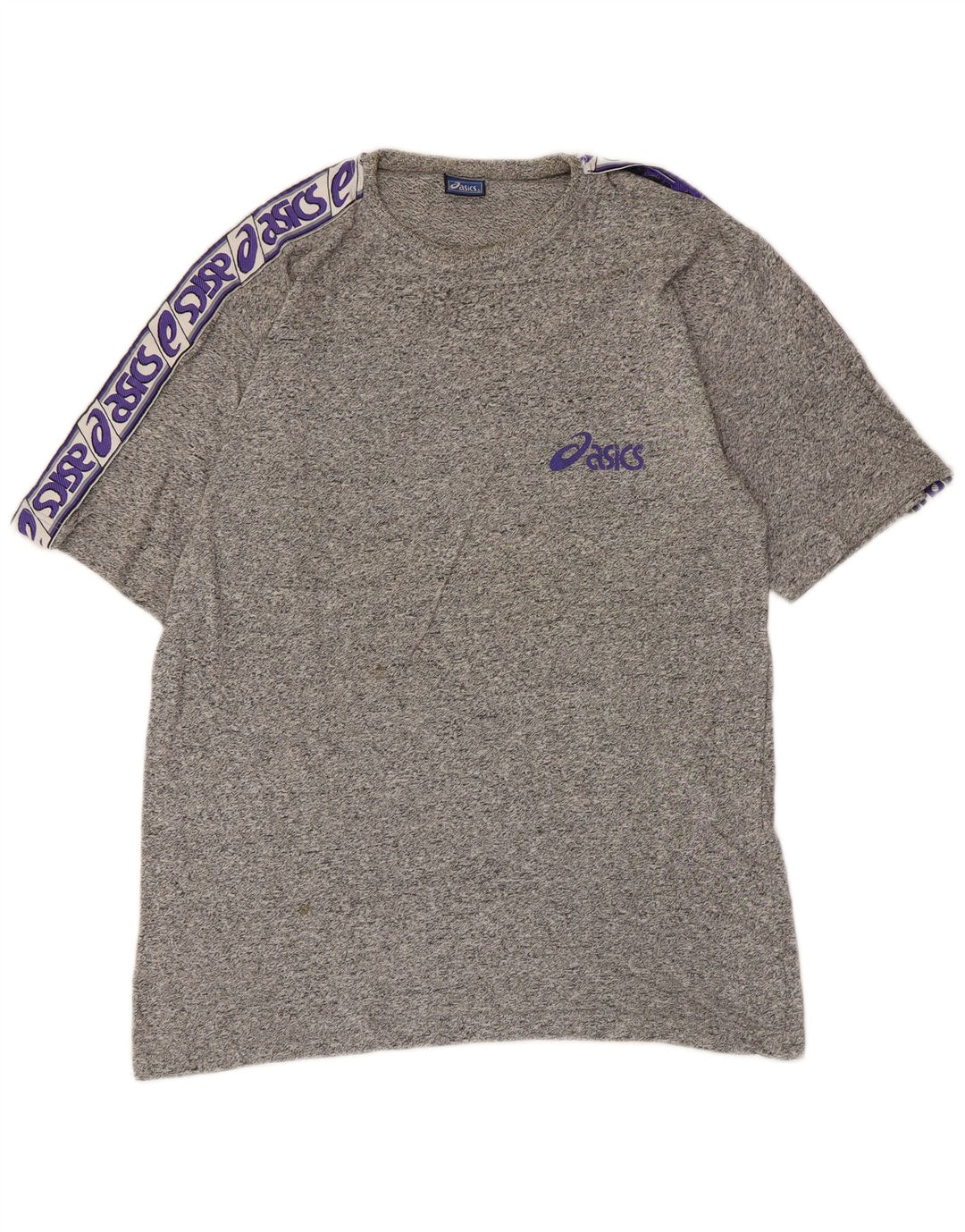 Asics Herren-T-Shirt mit Grafik, Größe S, grau gefleckte Baumwolle