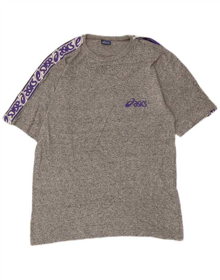 Asics Herren-T-Shirt mit Grafik, Größe S, grau gefleckte Baumwolle
