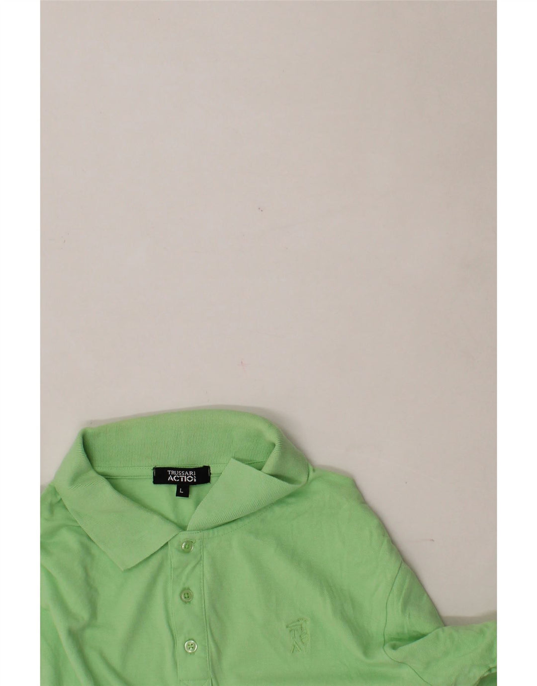 TRUSSARDI Mens Polo Shirt Large Green Cotton Vintage Trussardi and Second-Hand Trussardi from Messina Hembry 