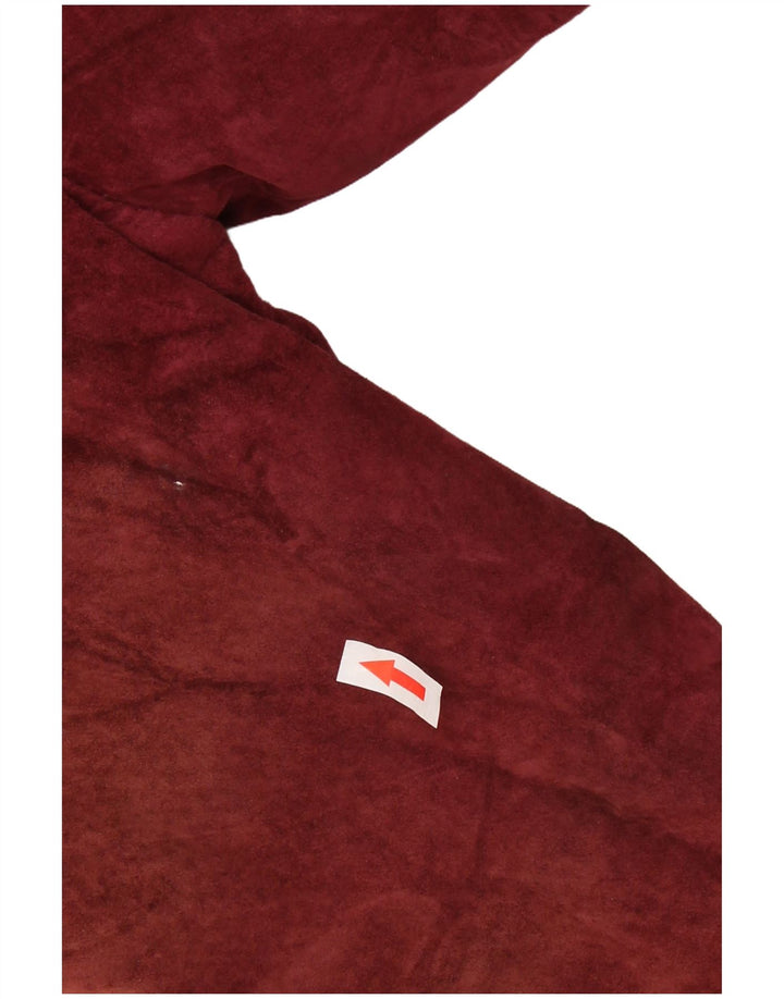 VINTAGE Damen Sherpa Wildlederjacke UK 14 Medium Burgunder Leder