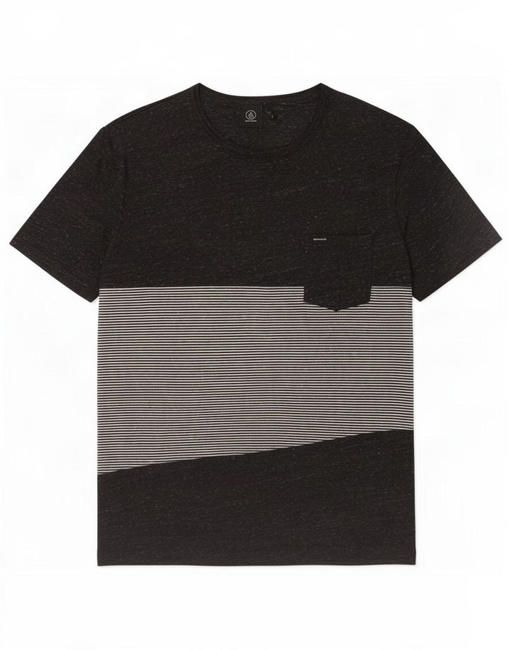 Volcom Herren T-Shirt Top Large Schwarz Gestreifte Baumwolle