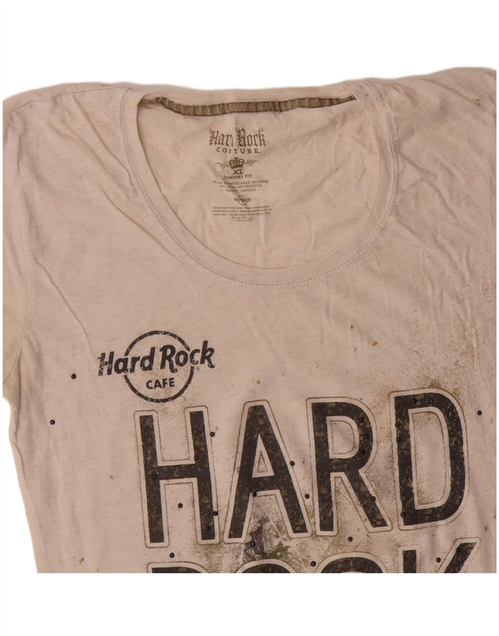 HARD ROCK CAFE London Grafik-T-Shirt für Mädchen, 15–16 Jahre, XL, gebrochenes Weiß