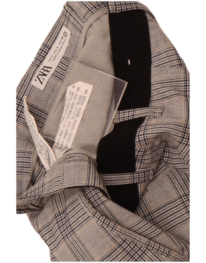 Gerade Anzughose für Damen von Zara, klein, W30, L29, grau kariertes Polyester