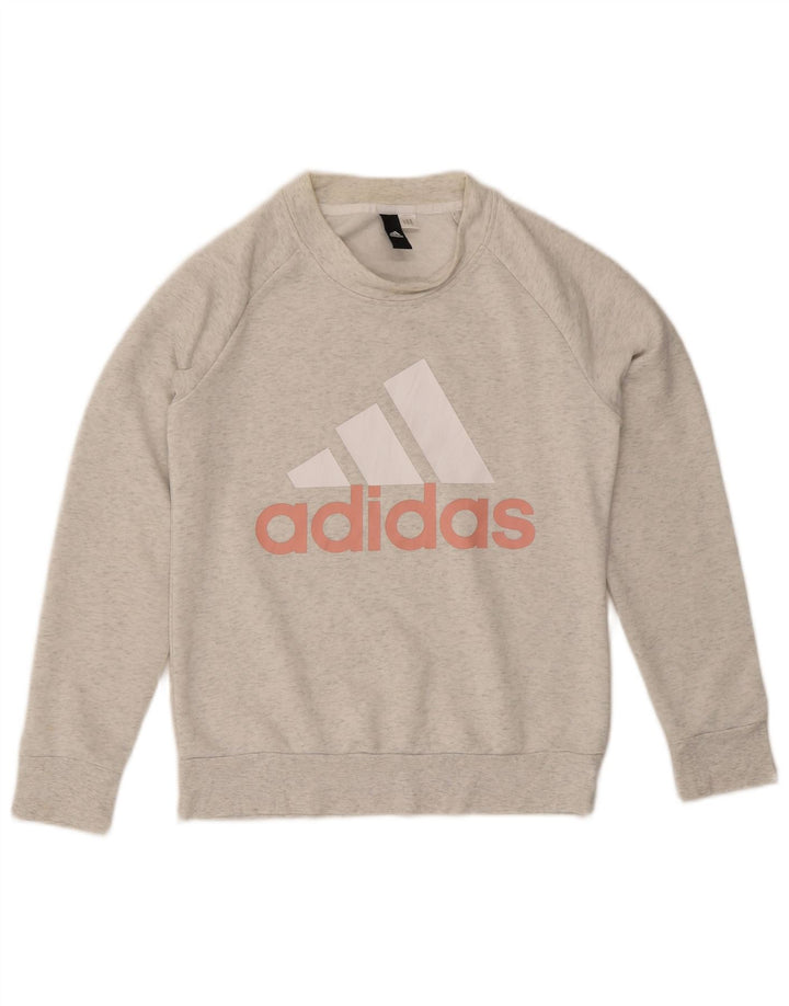 Adidas Damen Graphic Sweatshirt Pullover UK 8 Small Grau meliert