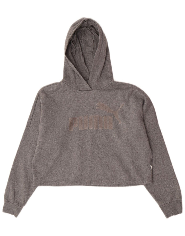 Puma Mädchen Graphic Crop Hoodie Pullover 13–14 Jahre graue Baumwolle