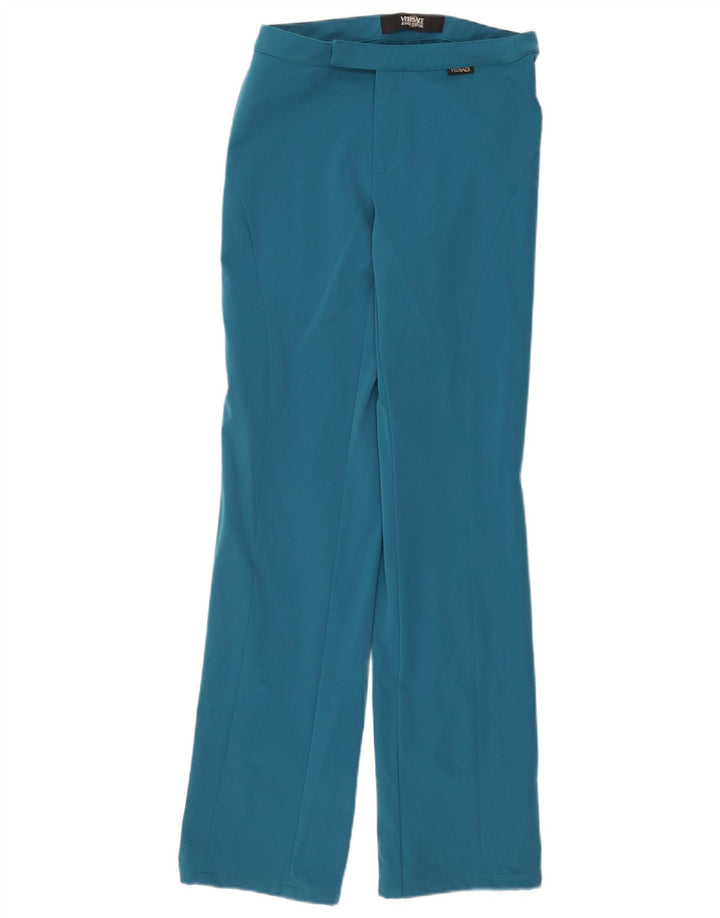 Versace Damen Gerade Freizeithose W30 L34 Blau Polyamid