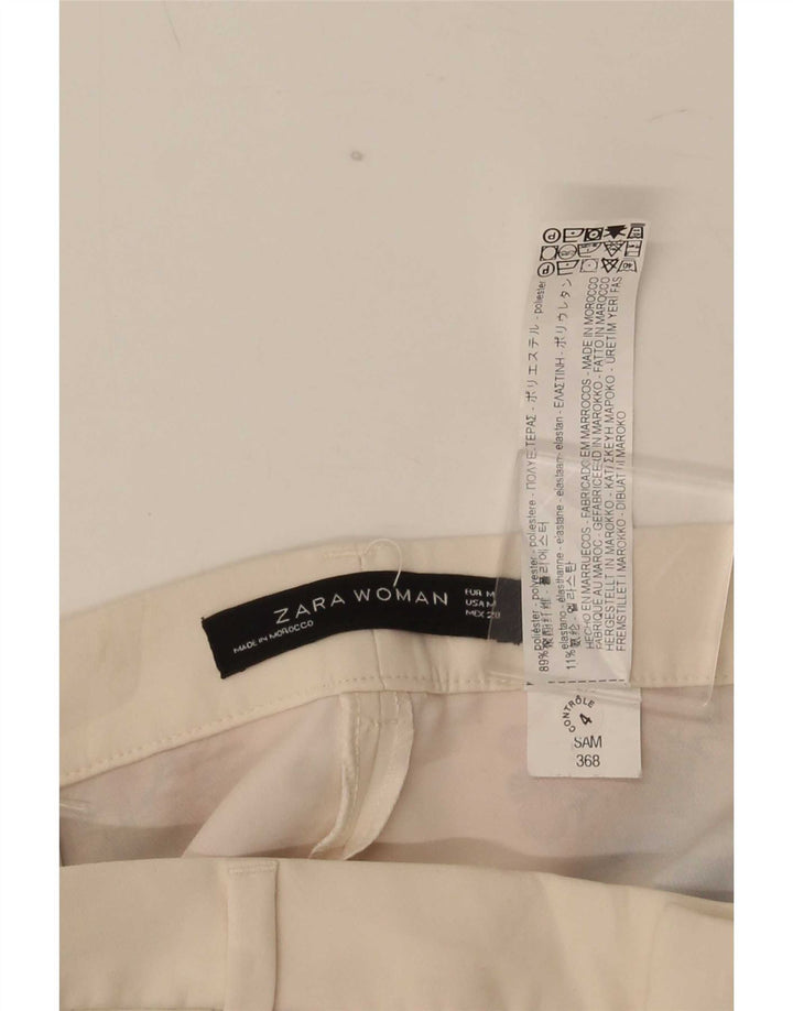 Zara Damen Bootcut Freizeithose Medium W28 L32 Weiß geblümtes Polyester