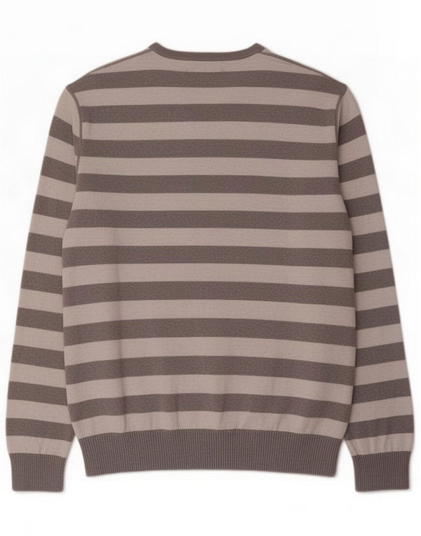 Gap Herren-Pullover mit Rundhalsausschnitt, groß, grau gestreift, Baumwolle