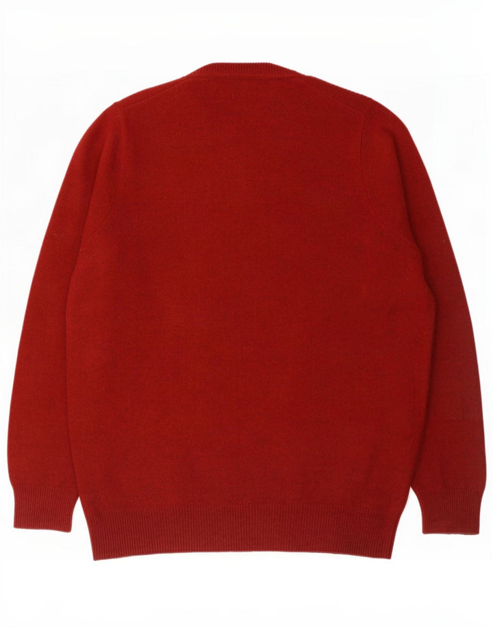 Marks & Spencer Herren-Pullover mit Rundhalsausschnitt, groß, burgunderrote Lammwolle
