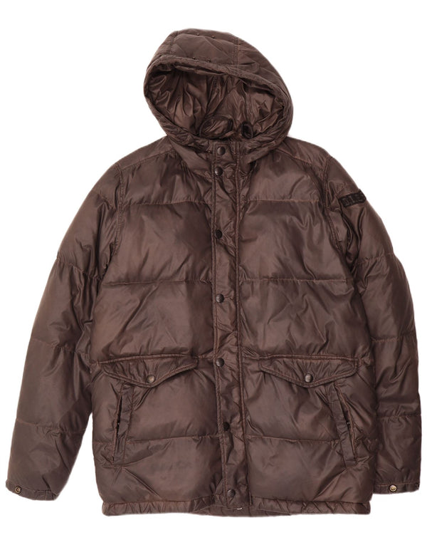 Diesel Herren-Jacke mit Kapuze, gepolstert, UK 38, mittelgraues Nylon