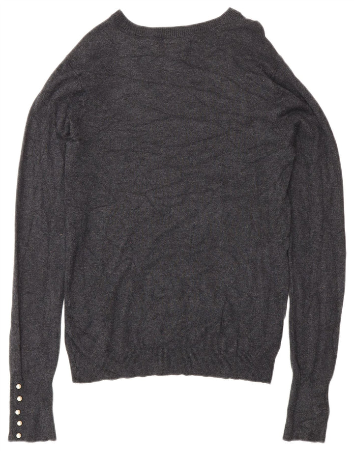 Zara Damen-Pullover mit U-Boot-Ausschnitt, UK 12, mittelgraue Viskose
