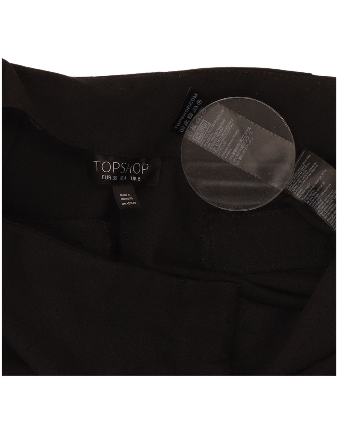 Topshop Damen Caprihose UK 8 Small W27 L22 Schwarz Polyester