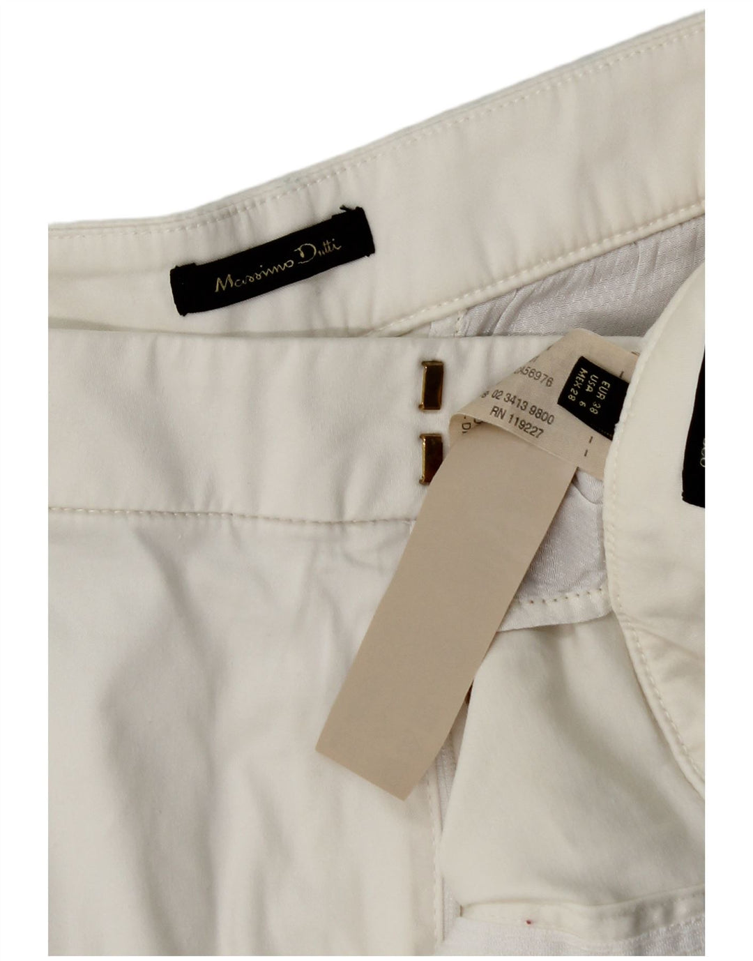 Massimo Dutti Damen Chinoshorts EU 38 Small W28 Weiße Baumwolle