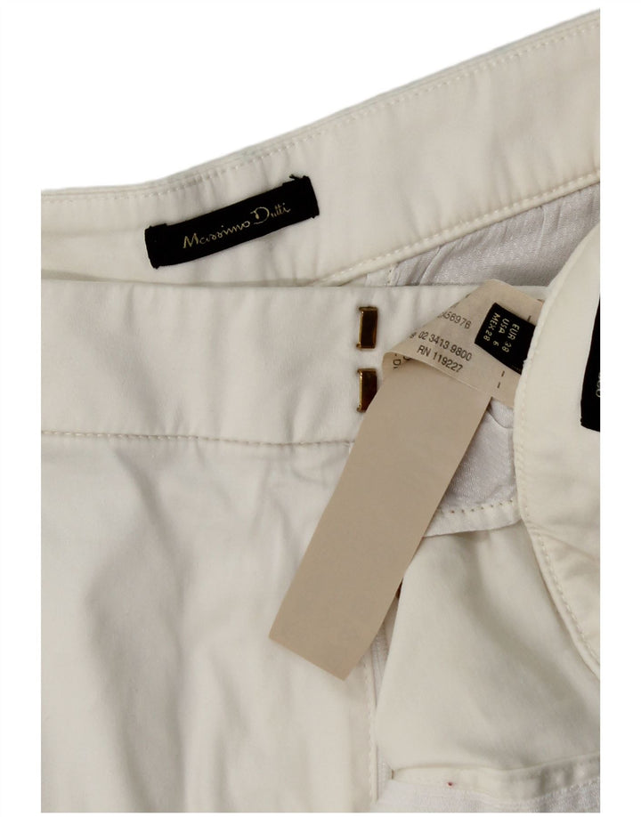 Massimo Dutti Damen Chinoshorts EU 38 Small W28 Weiße Baumwolle