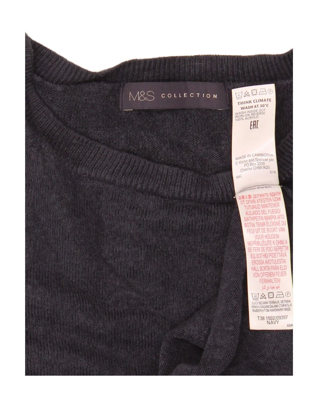 Marks & Spencer Damen-Pullover mit Rundhalsausschnitt, Gr. 12, mittleres Marineblau