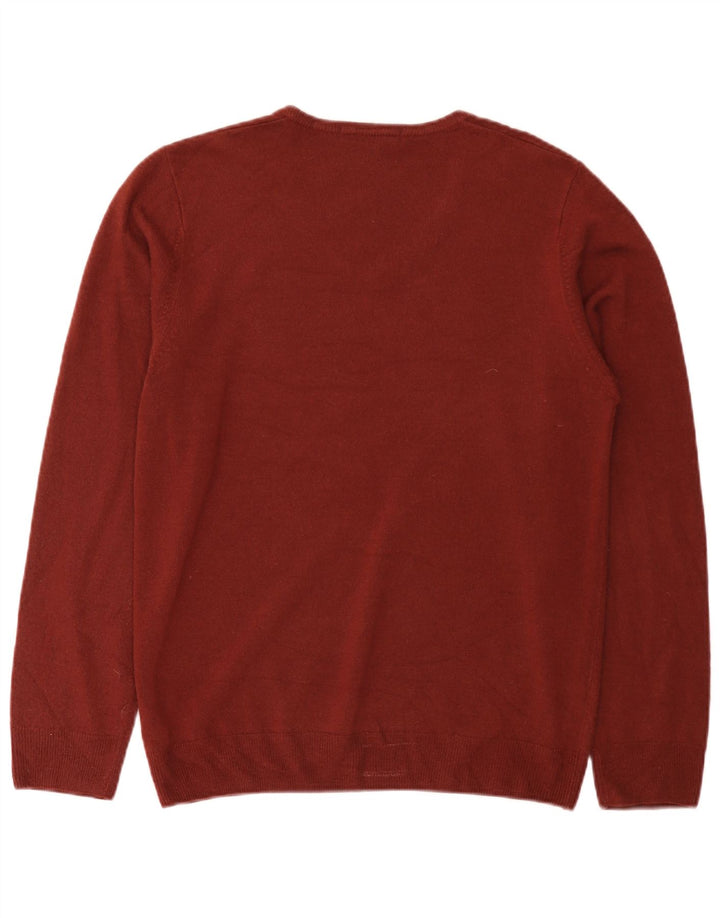 Marks & Spencer Herren-Pullover mit V-Ausschnitt, mittleres Burgunderrot, Acryl