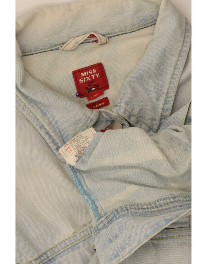 Miss Sixty Damen Crop Denim Jacke UK 14 Große blaue Baumwolle