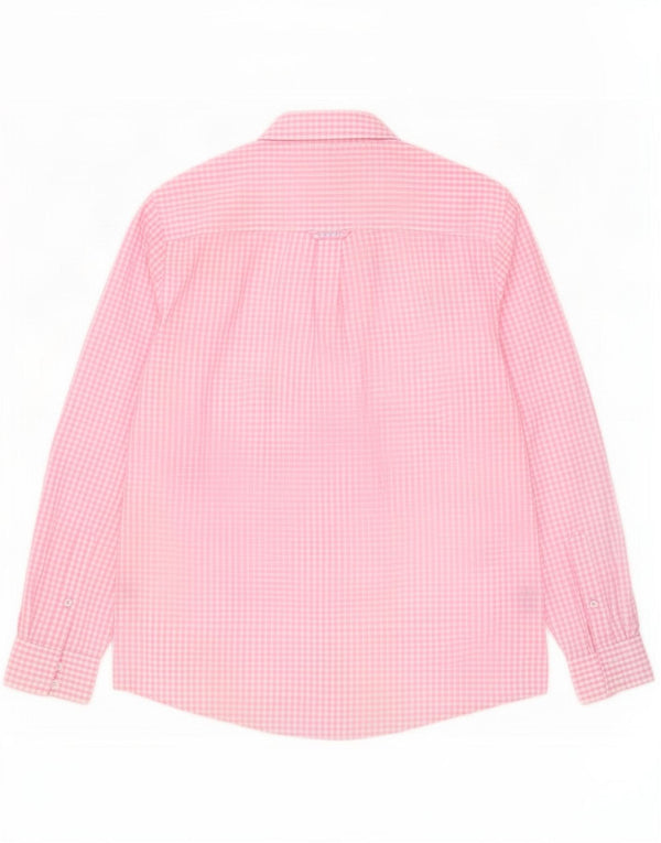 Crew Clothing Herren-Hemd mit klassischer Passform, mittelrosa Gingham-Baumwolle