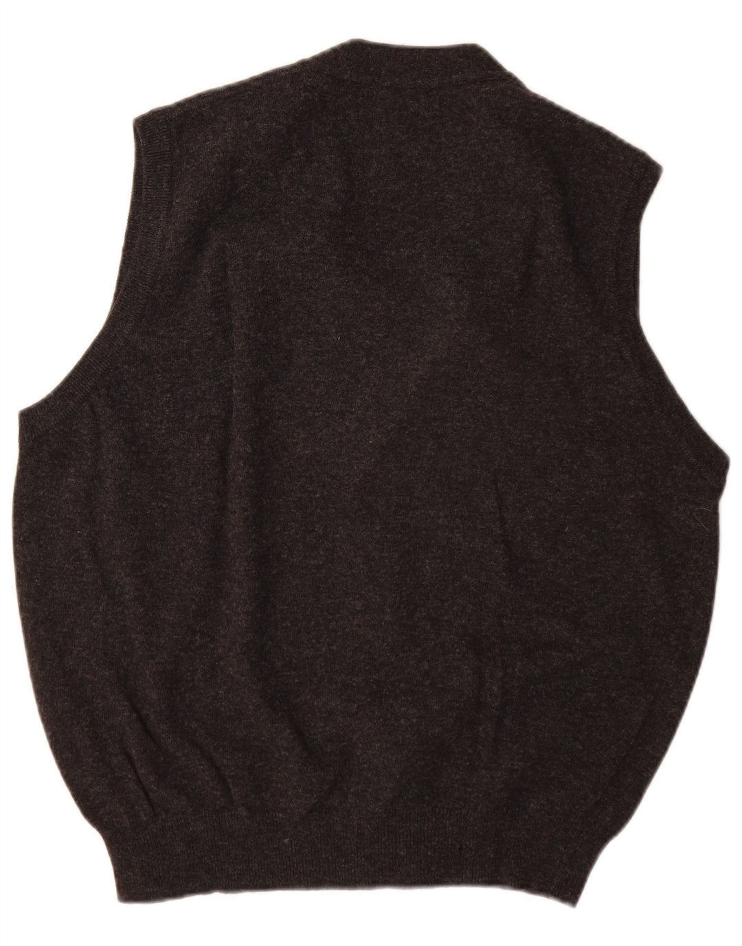 Benetton Herren-Cardigan, ärmellos, mittelgraue Schurwolle
