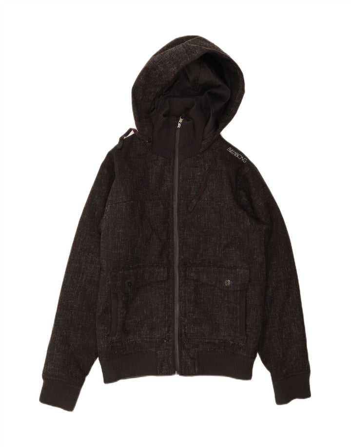 BILLABONG Mens Hooded Bomber Jacket UK 36 Small Black Polyester Vintage Billabong and Second-Hand Billabong from Messina Hembry 