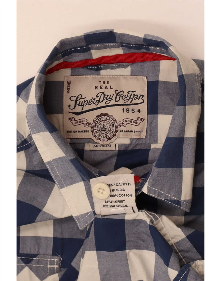 Superdry Herrenhemd aus mittelblauer Gingham-Baumwolle