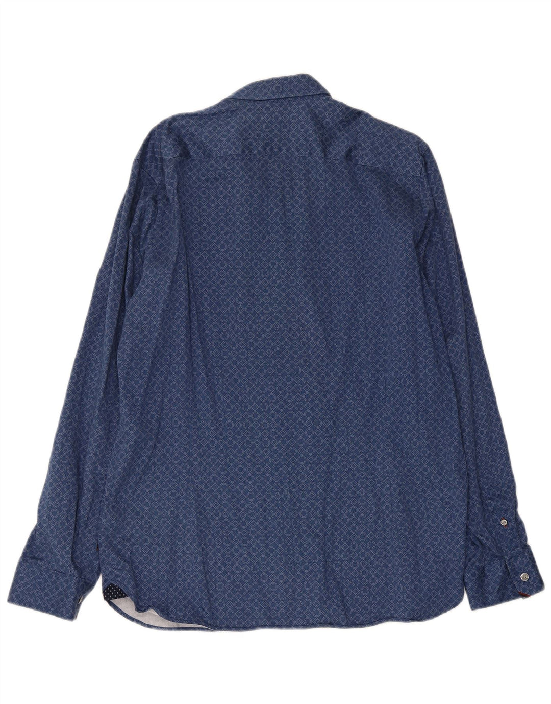 Ted Baker Herrenhemd Größe 5 XL Blaue geometrische Baumwolle
