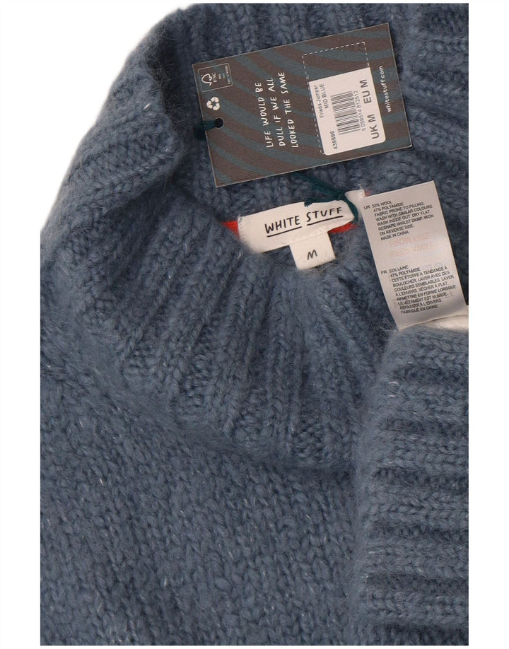 White Stuff Damen Übergroßer Pullover mit Rollkragen, UK 14, Mittelblau