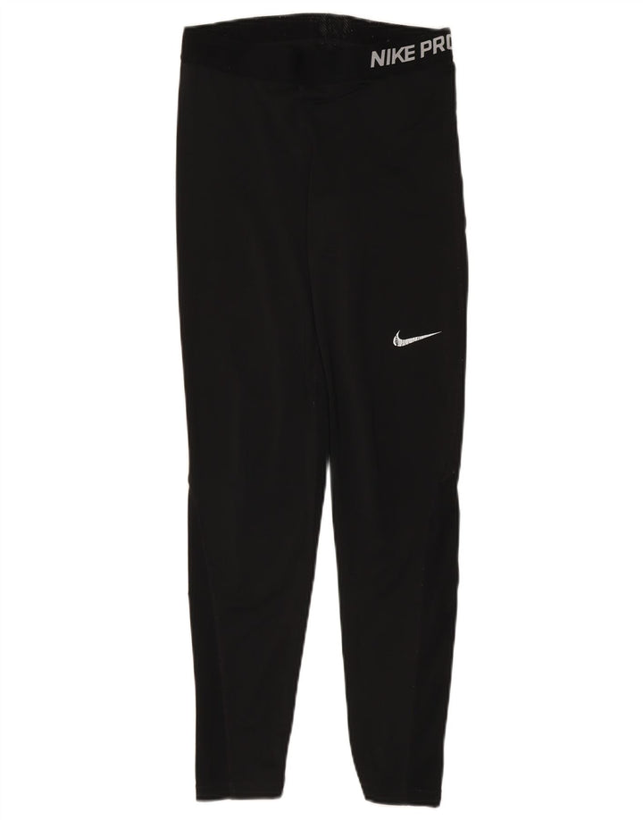 Nike Damen Dri Fit Graphic Leggings UK 14 Medium Schwarz