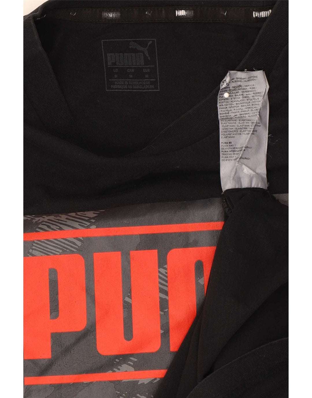Puma Herren Grafik T-Shirt Top Mittelschwarz Baumwolle