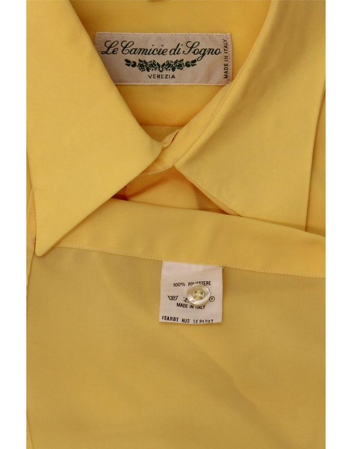 Vintage Herren Kurzarmhemd Großes gelbes Polyester