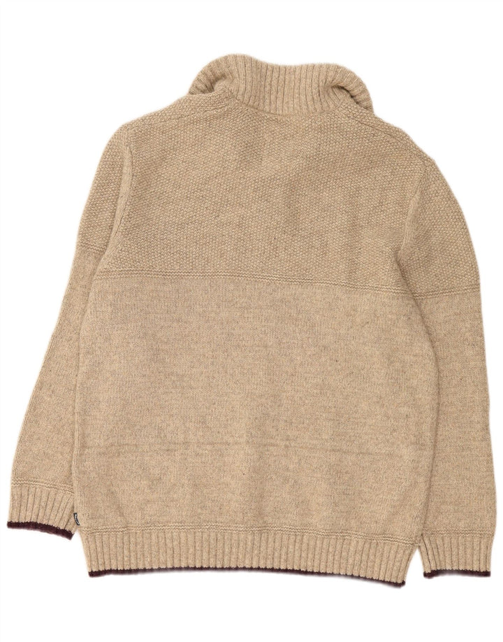 Fat Face Herren-Pullover mit Reißverschluss am Hals, 2XL, beige Wolle