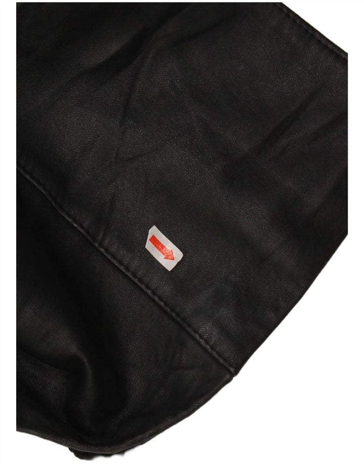 VINTAGE Womens Leather Jacket IT 44 Medium Black