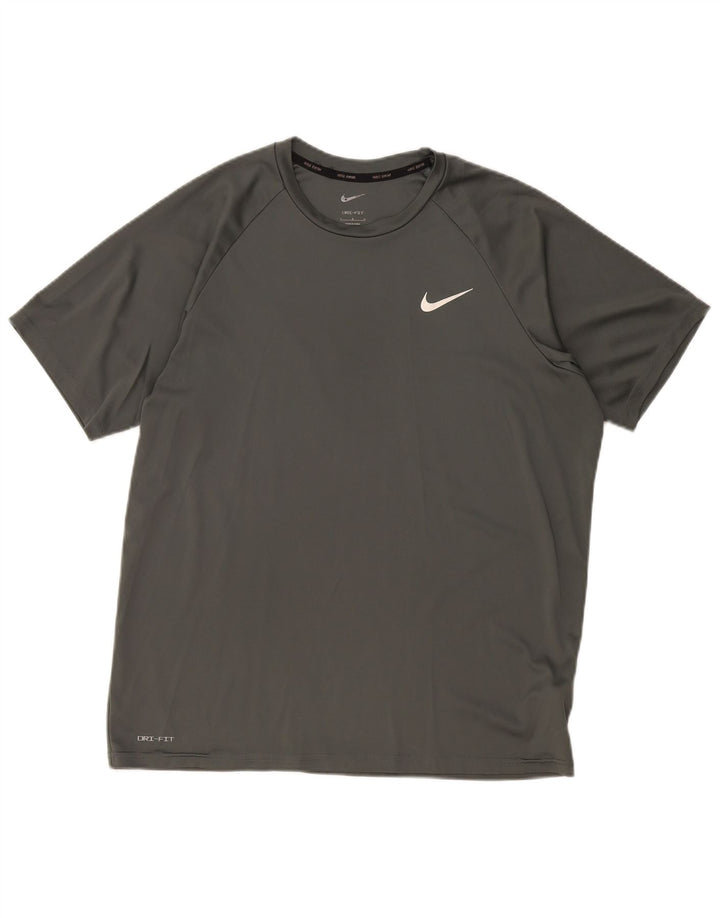 Nike Herren Dri Fit T-Shirt Top Large Grau Polyester