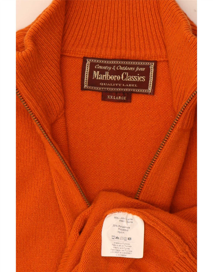 Marlboro Classics Herren-Pullover mit Reißverschluss, 2XL, orange Wolle