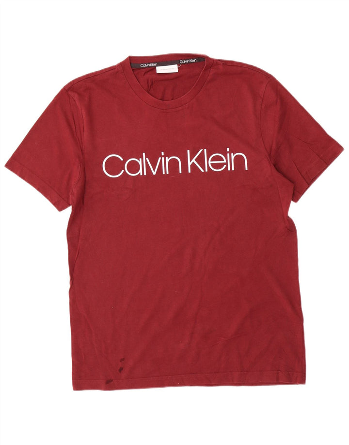Calvin Klein Herren Grafik-T-Shirt-Oberteil aus mittelroter Baumwolle