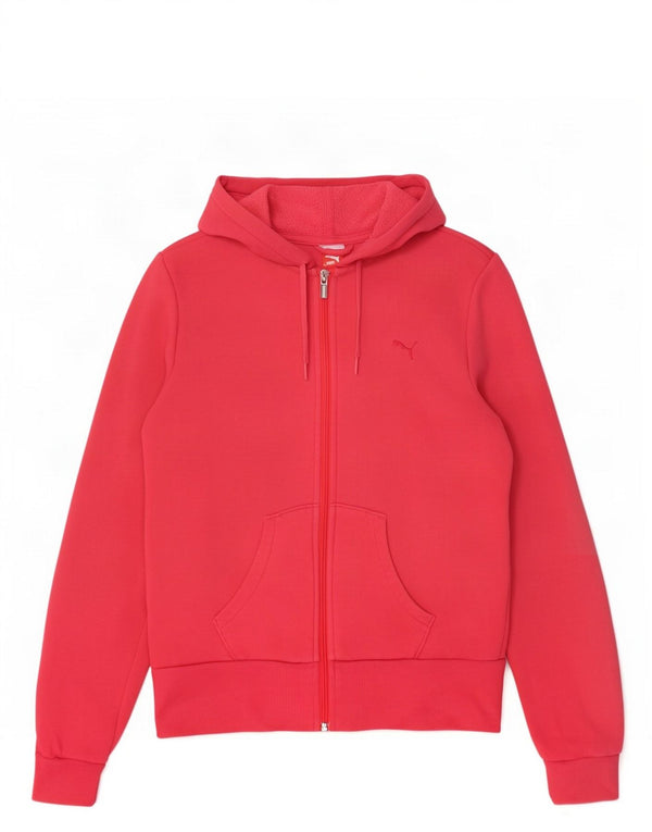 Puma Damen Zip Hoodie Pullover UK 10 Small Rosa Baumwolle