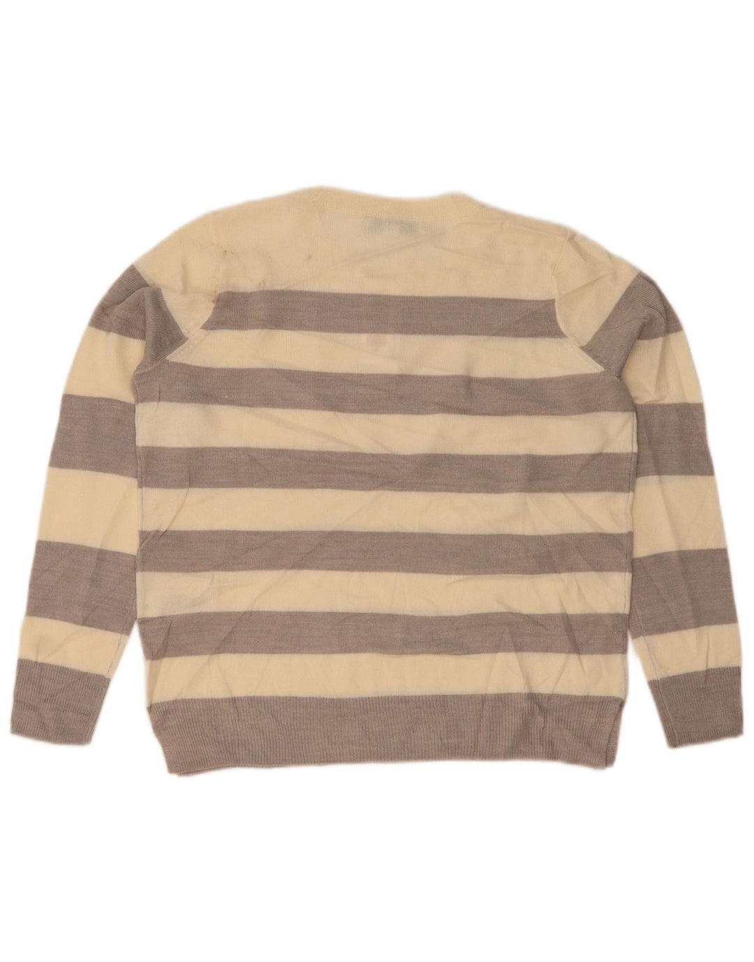 Marks & Spencer Damen-Pullover mit Rundhalsausschnitt, Gr. 10, Größe S, Beige, gestreift