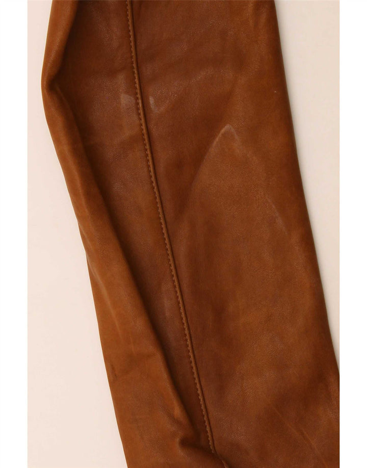 Massimo Dutti Damen-Blazerjacke aus Leder mit 3 Knöpfen, Gr. 8, Braun