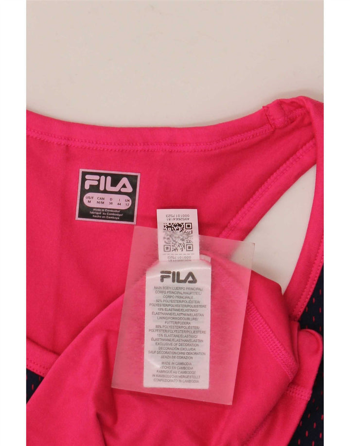 Fila Damen Grafik-Trägershirt UK 12 Medium Marineblau Colourblock Polyester