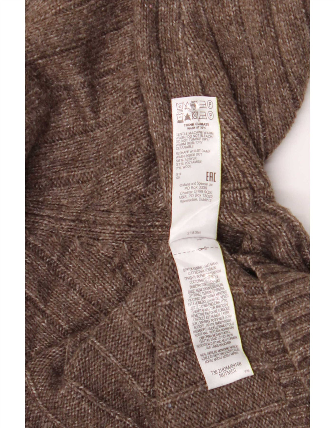 Marks & Spencer Herren Rollkragenpullover Pullover 2XL Braun Acryl