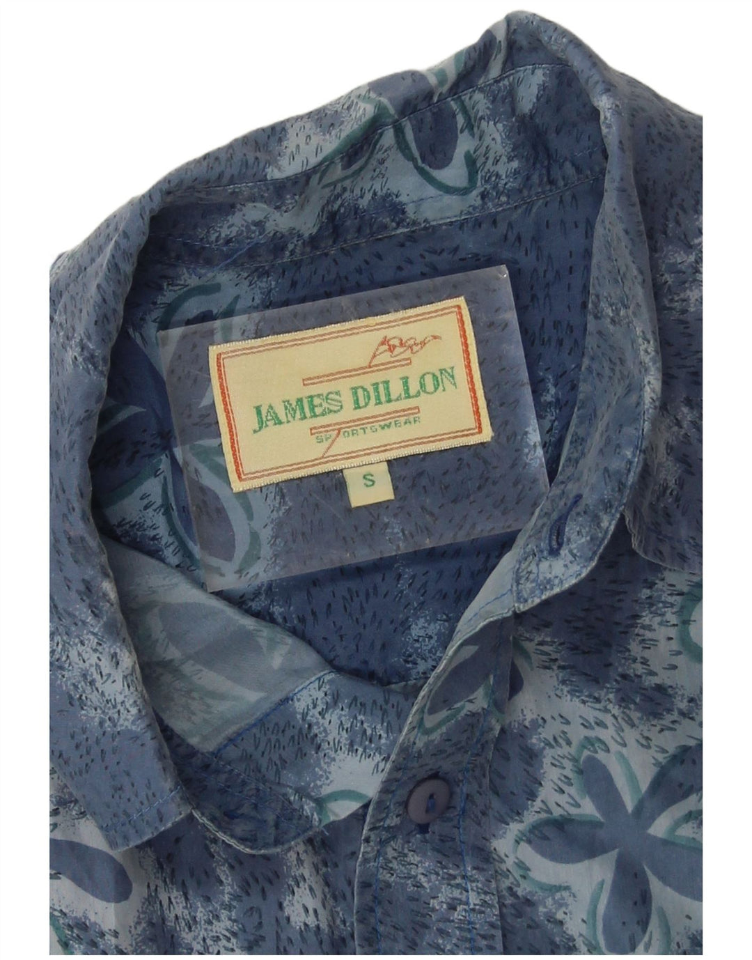 James Dillon Herren-Kurzarmhemd, kleine blaue Blumenseide