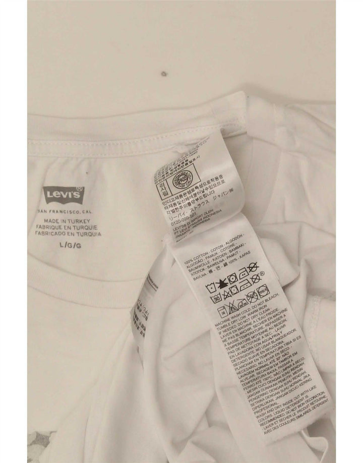 Levi's Damen-T-Shirt mit Grafik, UK 16, Größe L, weiße Baumwolle