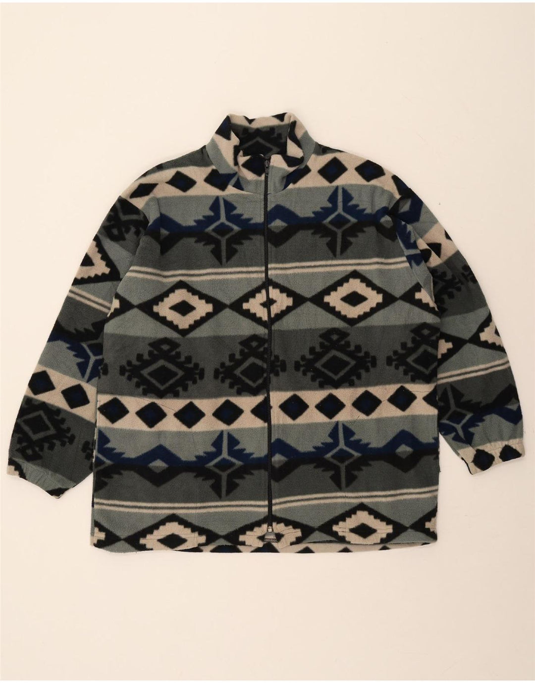 VINTAGE Herren Fleecejacke UK 42 XL Grau Fair Isle