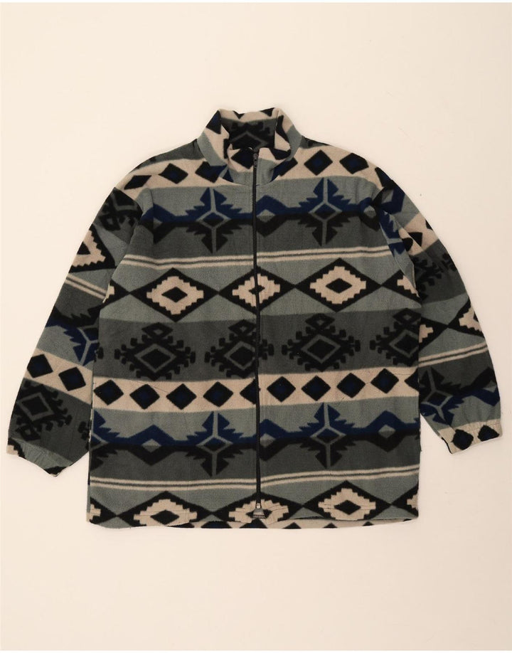 VINTAGE Herren Fleecejacke UK 42 XL Grau Fair Isle