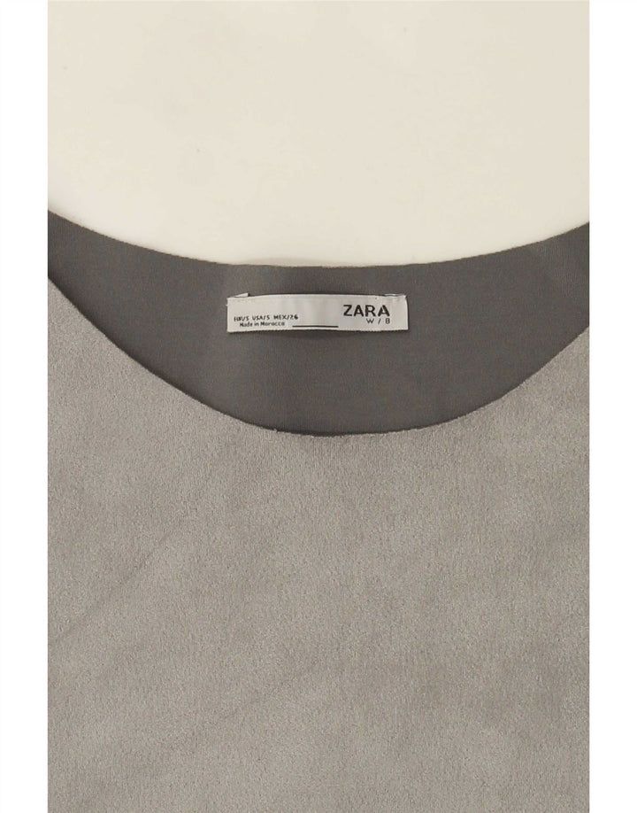 Zara Damen-Blusenoberteil, UK-Gr. 10, Small, Grau, Farbblock